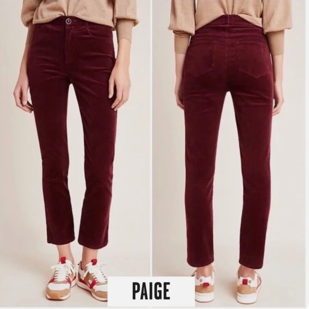 PAIGE Hoxton Ankle Corduroy Burgundy Skinny Jeans.